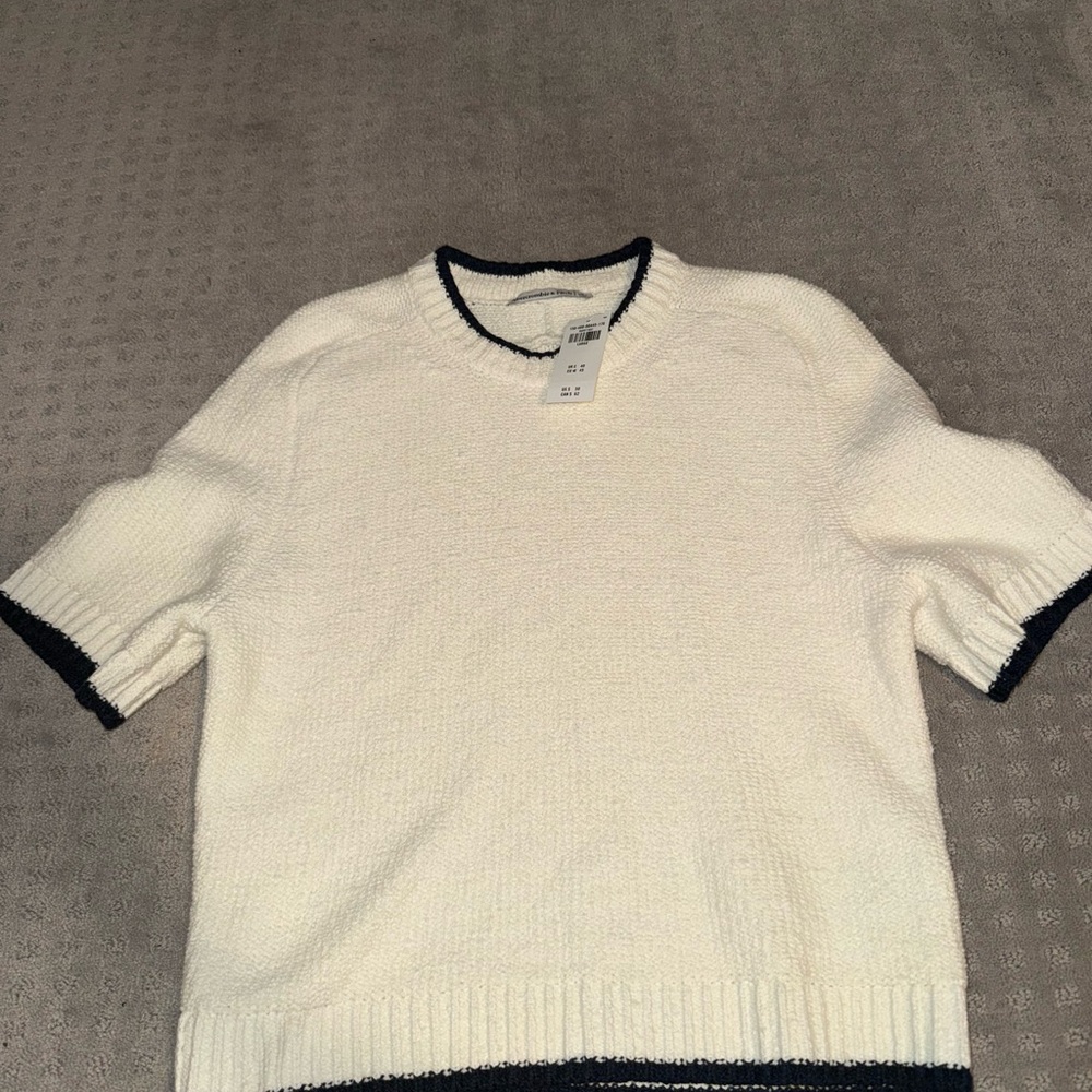 Abercrombie & Fitch Crewneck Sweater White and Black Knit